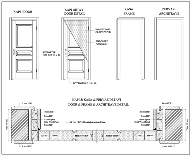 wood door drawing