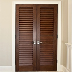 Veneer Wood Louver Double Swing Door