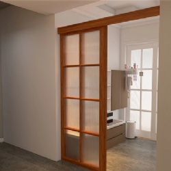 Bathroom Sliding Wood Door with Glass